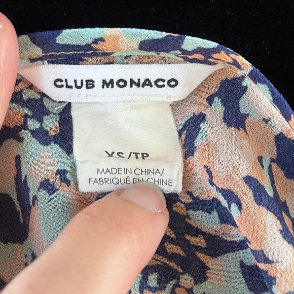 Club Monaco Blue And Pink 100% Silk Blouse Size XS - Picture 7 of 8